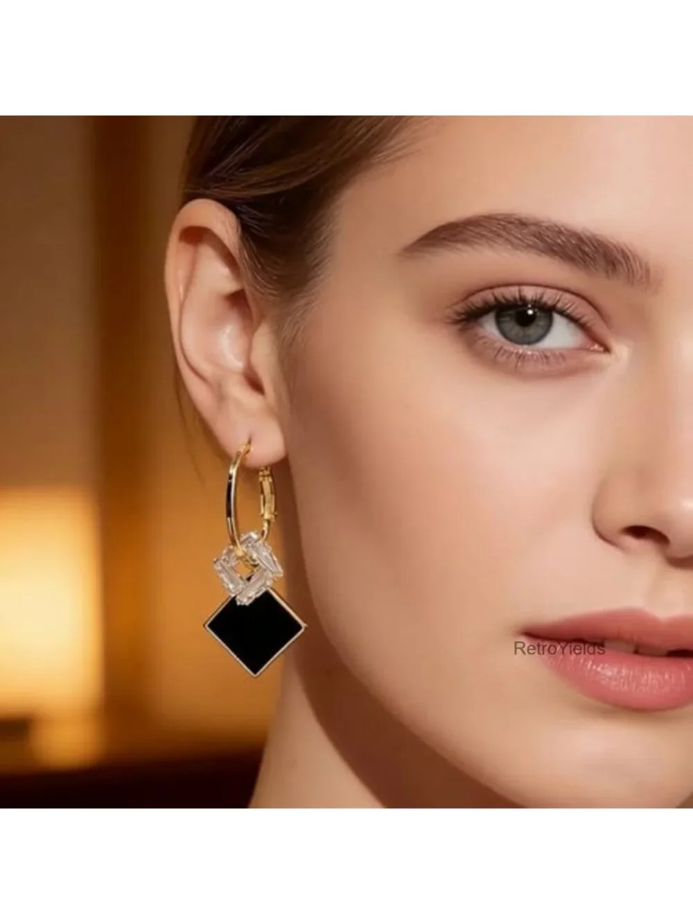 Gold Plated Geometric Drop Earrings Hypoallergenic Handmade Dangle Jewelry for